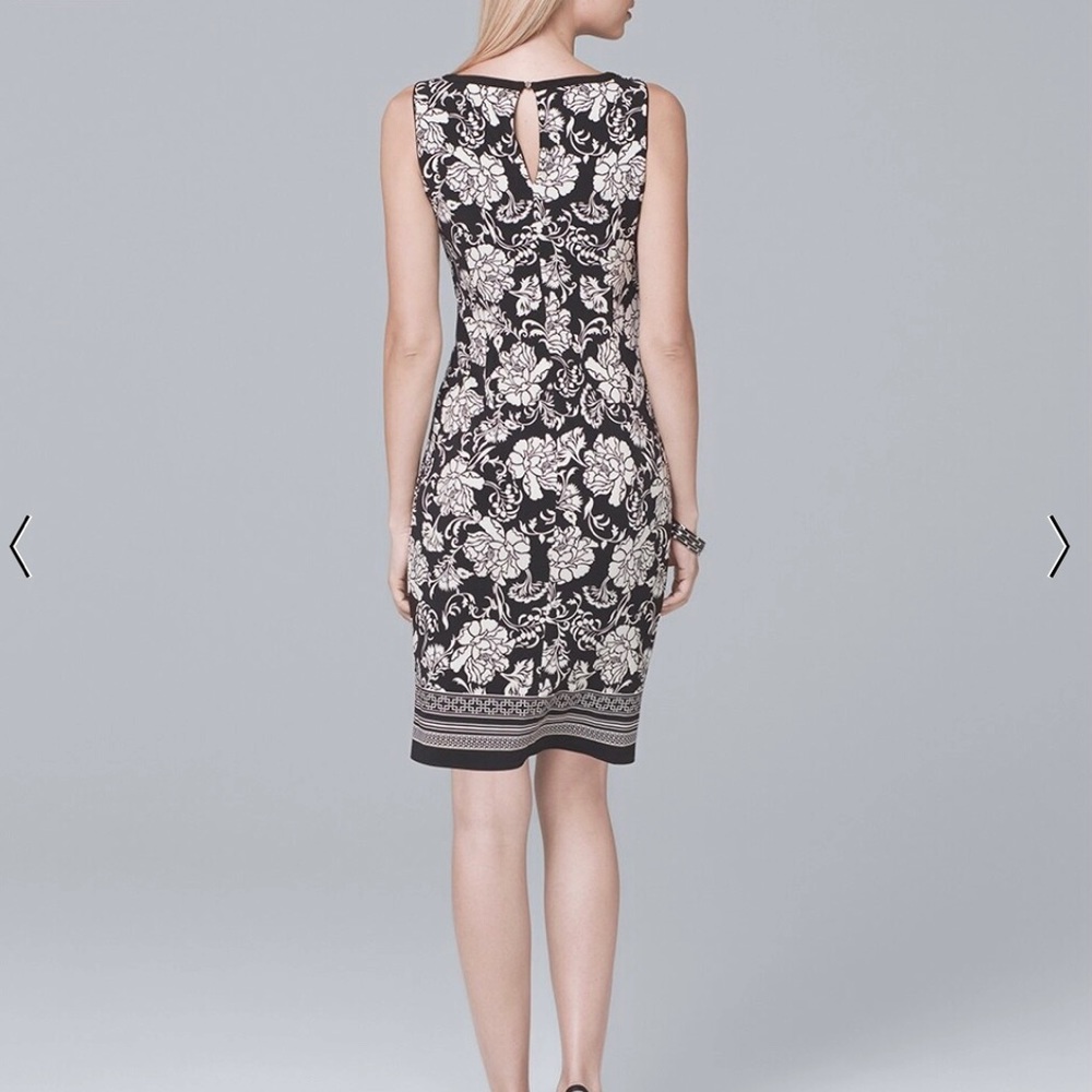 NWT WHBM Petite Reversible Border-Trim Floral Knit Sheath Dress - Picture 2 of 5